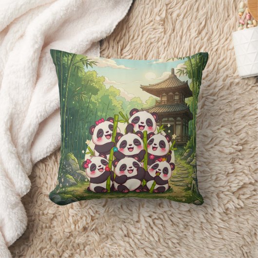 Knuffel Panda Bamboetuin Kussen (Deken)