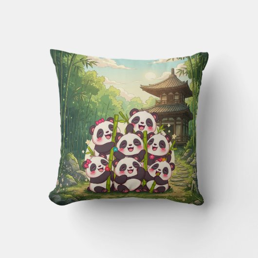 Knuffel Panda Bamboetuin Kussen (Voorkant)