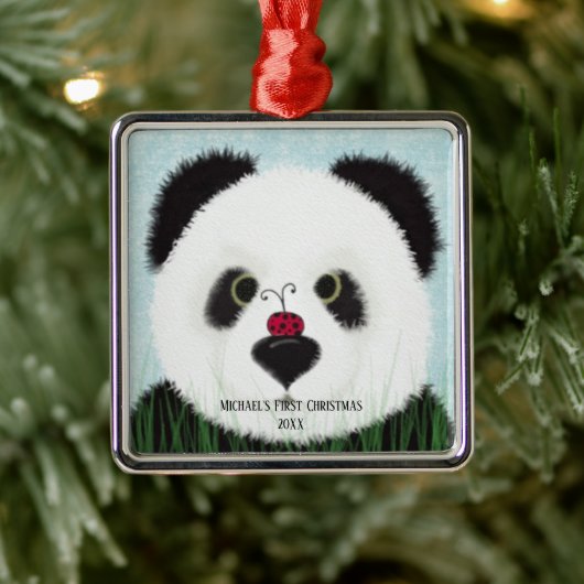 Knuffel Panda Beer Metalen Kerstversiering Ornament (Boom)