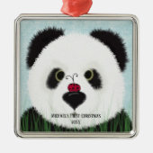 Knuffel Panda Beer Metalen Kerstversiering Ornament (Voorkant)