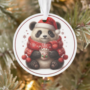 Knuffel Panda Kerst Ornament met Warme Chocolade