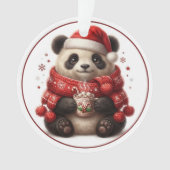 Knuffel Panda Kerst Ornament met Warme Chocolade (voorkant)