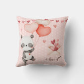 Knuffel Panda Liefde Rode Hart Ballonnen Valentijn Kussen (Achterkant)
