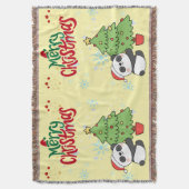 knuffel panda vrolijk kerstdeken deken (Voorkant Verticaal)