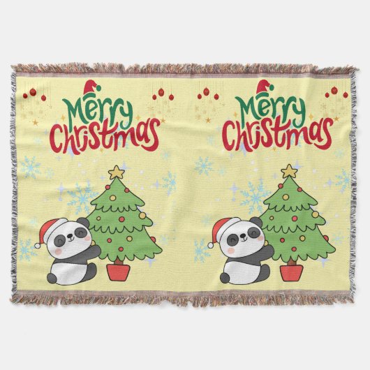 knuffel panda vrolijk kerstdeken deken (Voorkant)