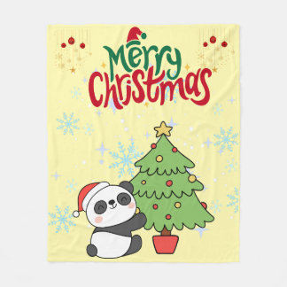 knuffel panda vrolijk kerstdeken fleece deken