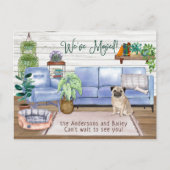 Knuffel Puggendeken Nieuwe Thuis Verhuizing Aankondigingskaart (Voorkant)