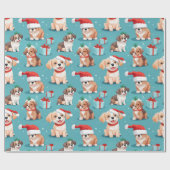 Knuffel puppy kerst cadeaupapier (Vlak)
