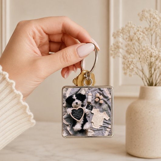 Knuffel puppy zwangerschapsaankondiging sleutelhanger