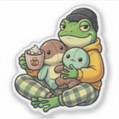 Knuffel Pyjama Kikker Sticker (Voorkant)