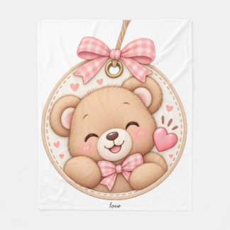 Knuffel Roze Teddybeer Eigen Naam Baby Deken