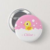Knuffel Rubber Eendje in Bubbelbad Ronde Button 5,7 Cm (Voorkant /achterkant)