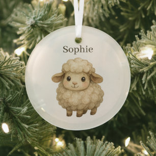Knuffel Schaap Persoonlijke Feestdagen Glas Ornament