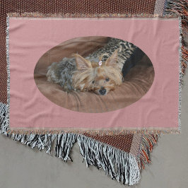 Knuffel schattig slaperig Yorkie puppy roze gooi d Deken
