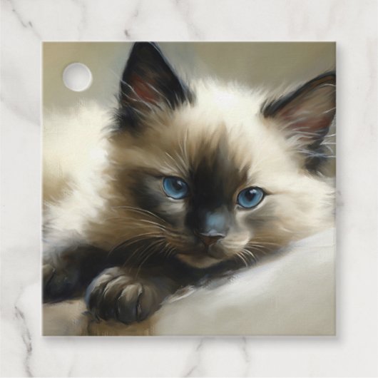 Knuffel Siamese Kitten Cadeautags Bedankjes Labels (Voorkant)