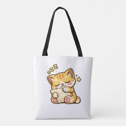 Knuffel slaapkat kussen tote bag (Achterkant)