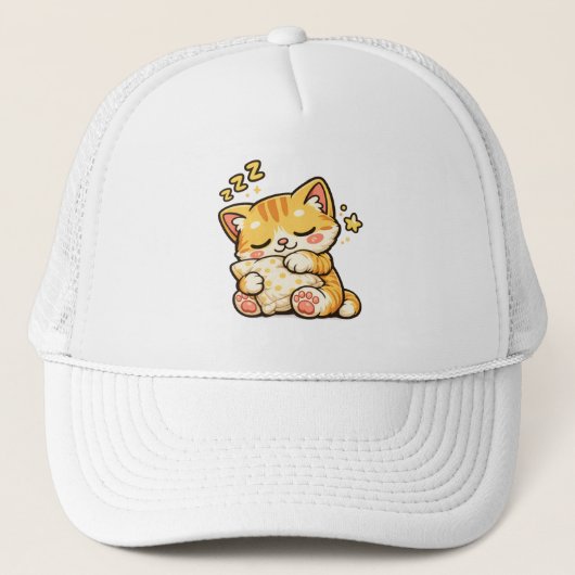 Knuffel slaapkat kussen trucker pet (Voorkant)