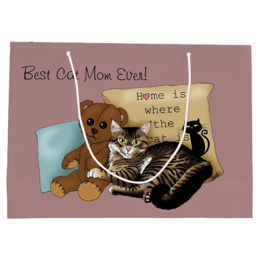 Knuffel Tabby Roze Moederdag Groot Cadeauzakje (Achterkant)