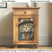 Knuffel Tabby Steampunk Kitten in Hoed DN6L Decoup Tissuepapier