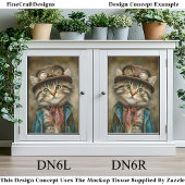Knuffel Tabby Steampunk Kitten in Hoed DN6L Decoup Tissuepapier