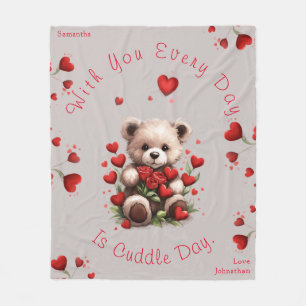 Knuffel Teddibeer Harten Rozen Valentijnsdag Fleece Deken
