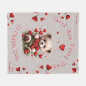 Knuffel Teddibeer Harten Rozen Valentijnsdag Fleece Deken (Voorkant (Horizontaal))