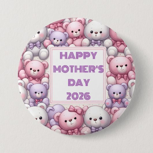 Knuffel Teddy Knuffels Ronde Button 7,6 Cm (Voorkant)