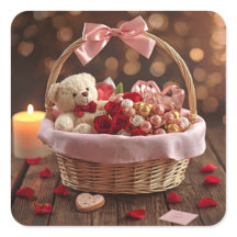 Knuffel Teddy Roos Mand Valentijnshart