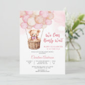 Knuffel Teddybeer Baby Shower Uitnodiging (Staand voorkant)
