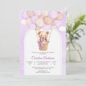 Knuffel Teddybeer Baby Shower Uitnodiging (Staand voorkant)