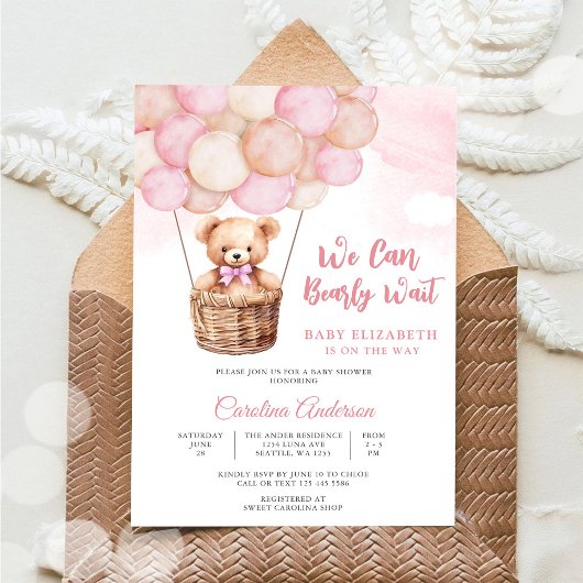 Knuffel Teddybeer Baby Shower Uitnodiging