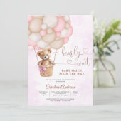 Knuffel Teddybeer Baby Shower Uitnodiging (Staand voorkant)