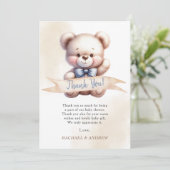 Knuffel Teddybeer Babyshower Bedankkaart Kaart (Staand voorkant)