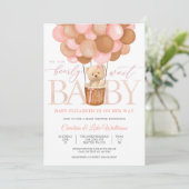 Knuffel Teddybeer Babyshower Uitnodiging (Staand voorkant)