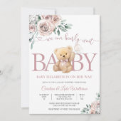 Knuffel Teddybeer Babyshower Uitnodiging (Voorkant)