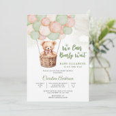 Knuffel Teddybeer Babyshower Uitnodiging (Staand voorkant)