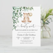 Knuffel Teddybeer Babyshower Uitnodiging (Staand voorkant)