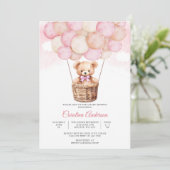 Knuffel Teddybeer Babyshower Uitnodiging (Staand voorkant)