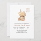 Knuffel Teddybeer Babyshower Uitnodiging (Voorkant)