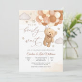 Knuffel Teddybeer Babyshower Uitnodiging (Staand voorkant)