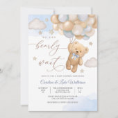 Knuffel Teddybeer Babyshower Uitnodiging (Voorkant)