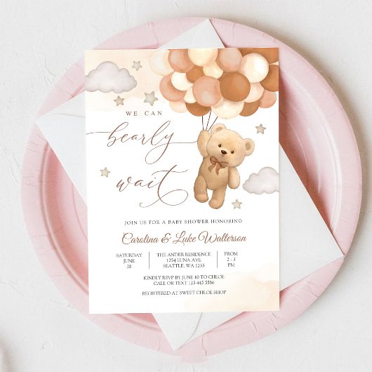 Knuffel Teddybeer Babyshower Uitnodiging