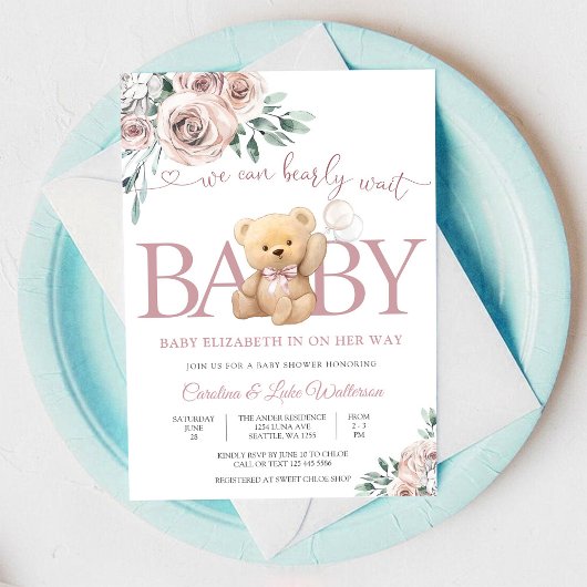 Knuffel Teddybeer Babyshower Uitnodiging