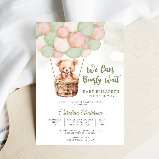 Knuffel Teddybeer Babyshower Uitnodiging