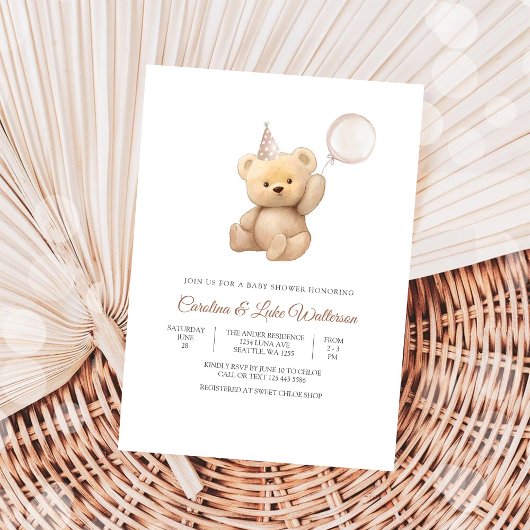 Knuffel Teddybeer Babyshower Uitnodiging