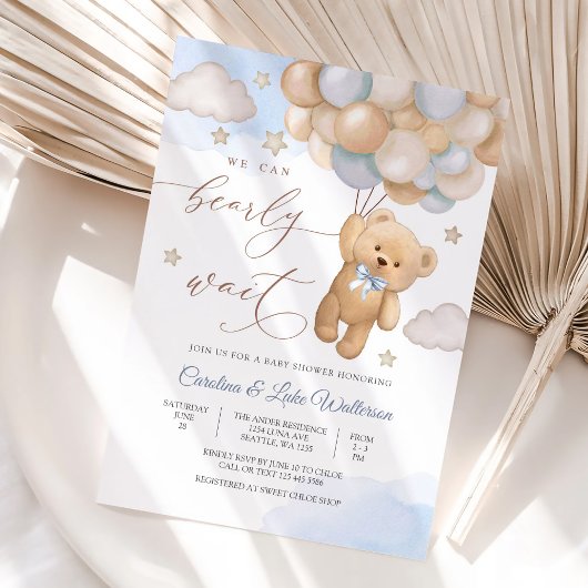 Knuffel Teddybeer Babyshower Uitnodiging
