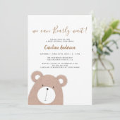 Knuffel Teddybeer Babyshower Uitnodiging (Staand voorkant)