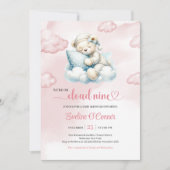 Knuffel Teddybeer Babyshower Uitnodiging Cloud 9 T (Voorkant)