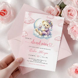 Knuffel Teddybeer Babyshower Uitnodiging Cloud Nin