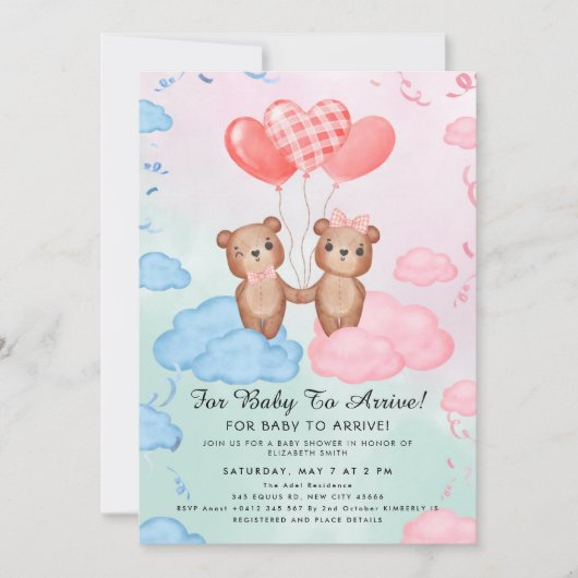 Knuffel Teddybeer Ballon Thema Kaart (Voorkant)